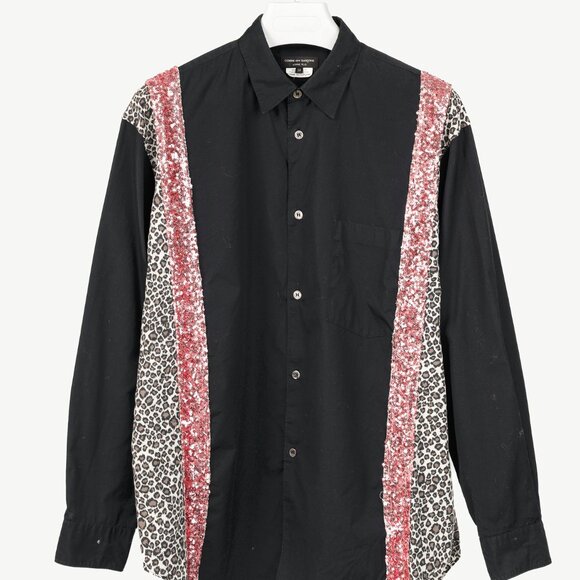 Comme des Garcons Homme Plus SS/18 Black Leopard & Sequin-Trim Shirt - Picture 2 of 14